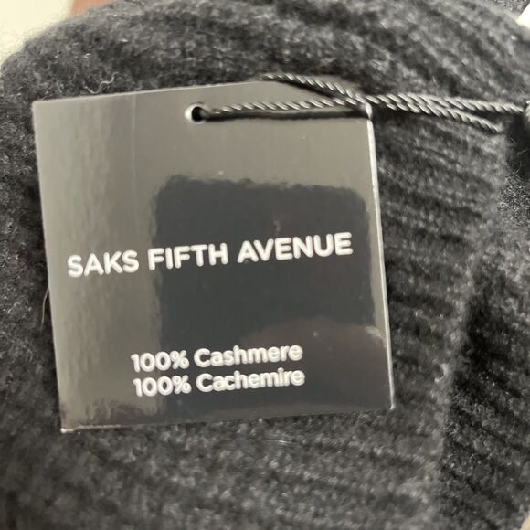 SAKS FIFTH AVENUE Cashmere Beanie Old School Vibe Black NEW - Picture 5 of 5